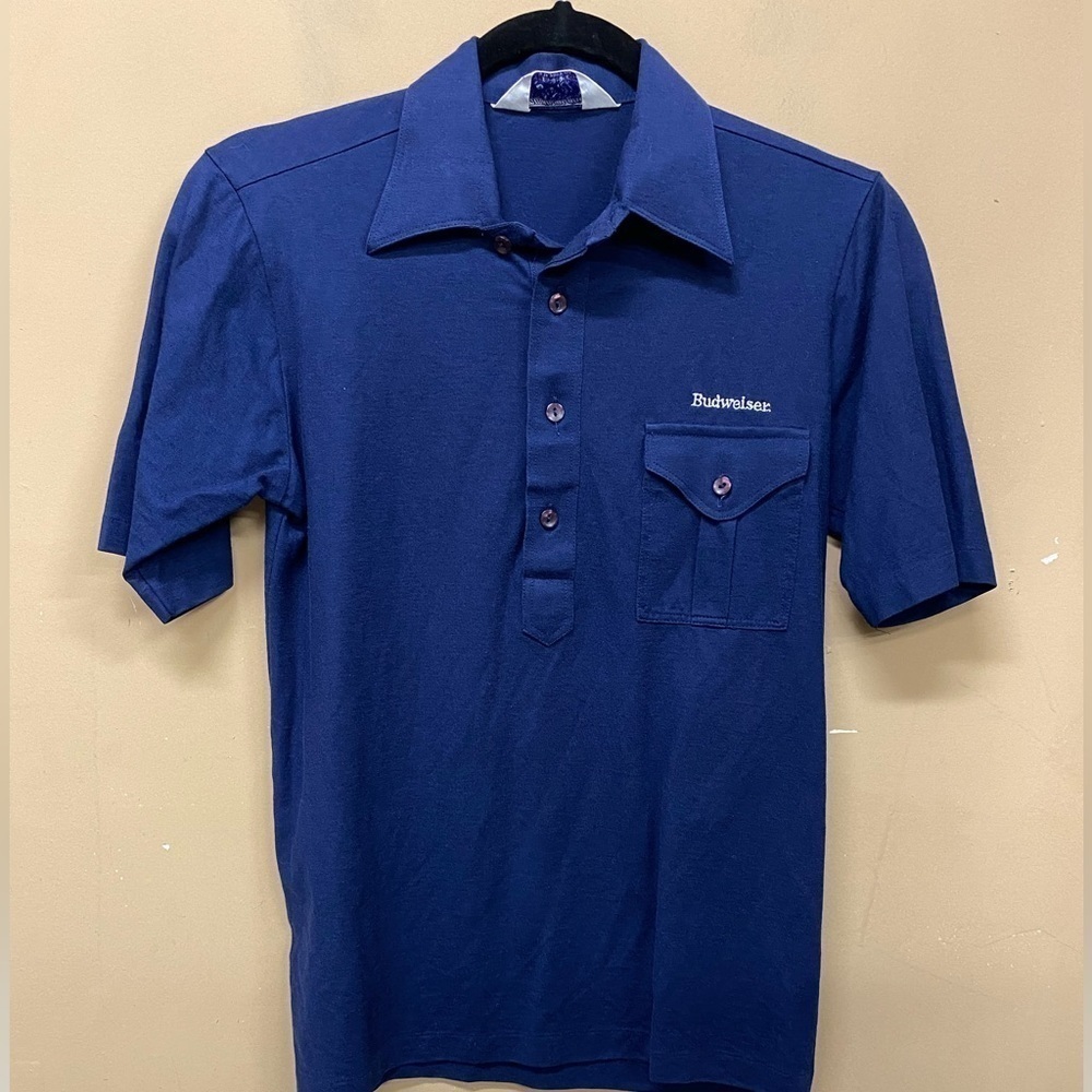 Vintage Budweiser Blue Polo Shirt Size Small
